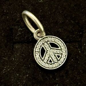 Retired Pandora Symbol of Peace Sign Dangle with Clear Zirconia